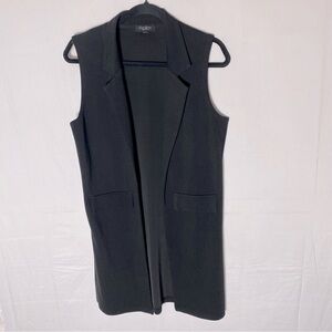 Papillon Black Open Front Long Sleeveless Blazer Vest S